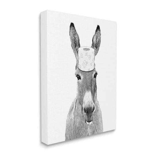 Stupell Industries Donkey Toilet Paper Funny Bathroom Canvas Wall Art